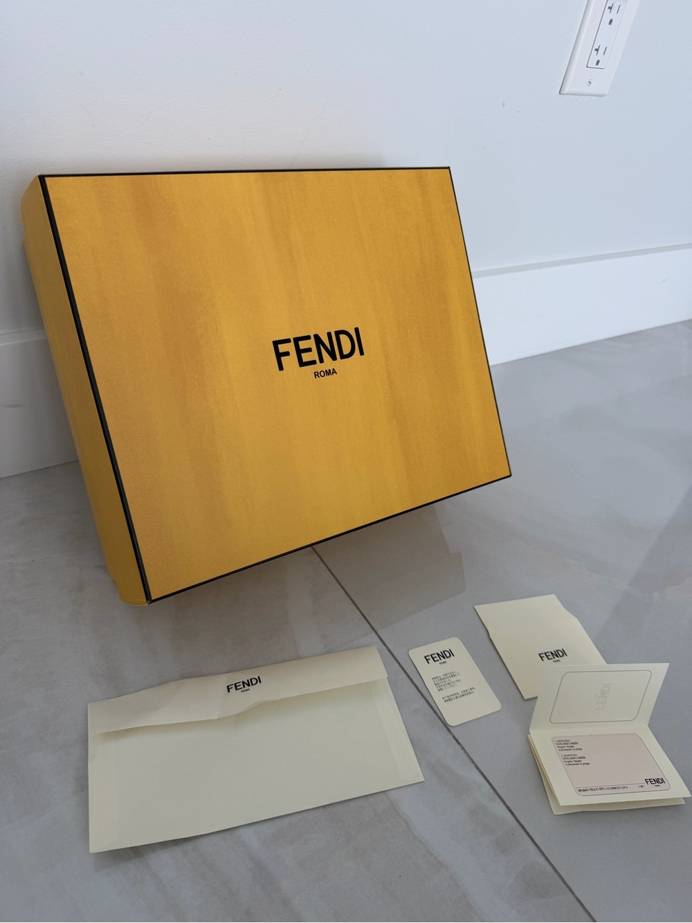 Fendi Roma Gift Box Logo Envelope Care Card in Mini Envelope & Item Card Sheet